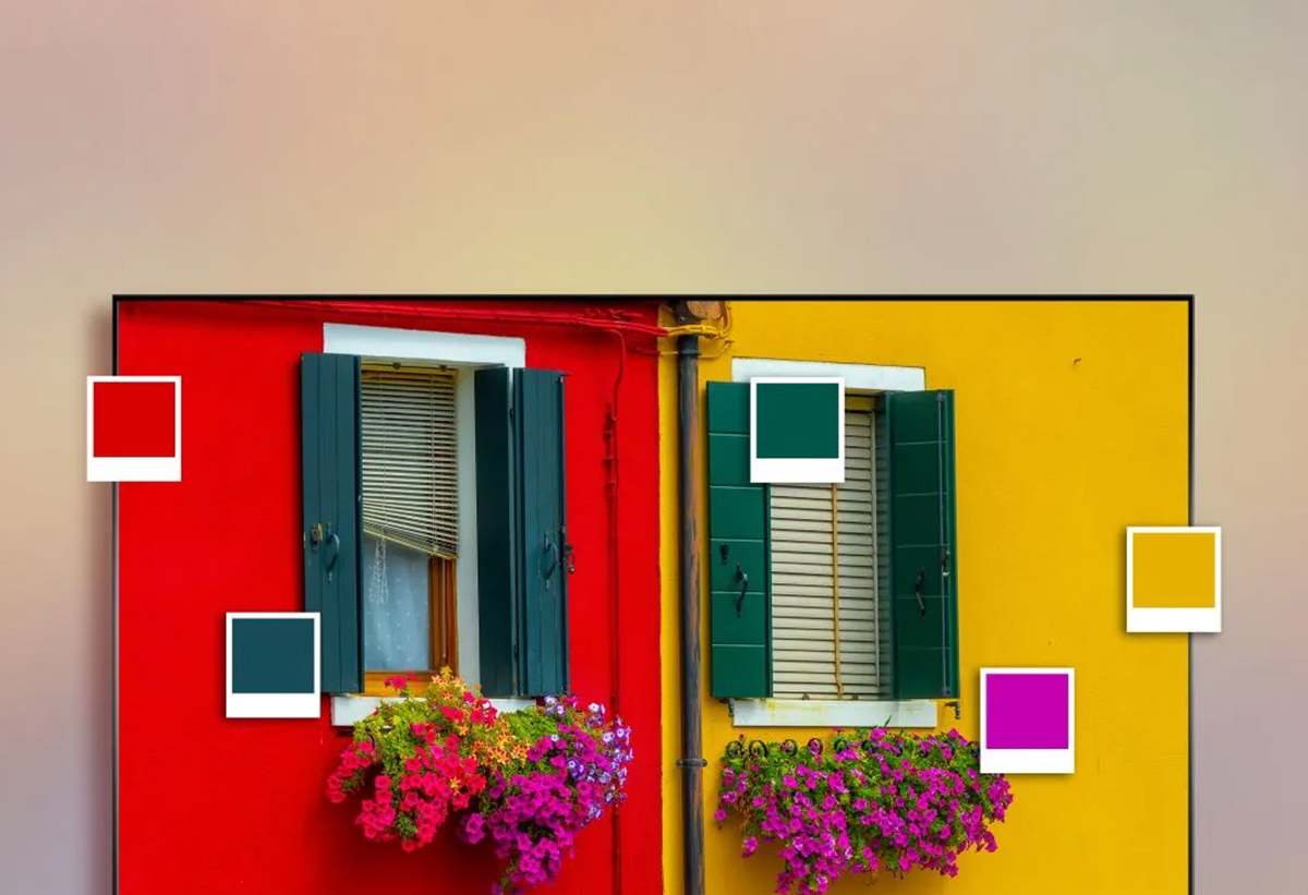 Απεικονίζονται 2 σπίτια. Κάθε χρώμα της εικόνας φαίνεται καθαρά.